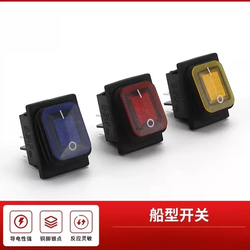 For KCD4 Waterproof Rocker Switch, 4-Pin 2-Position 125V/250V LED Power Switch
