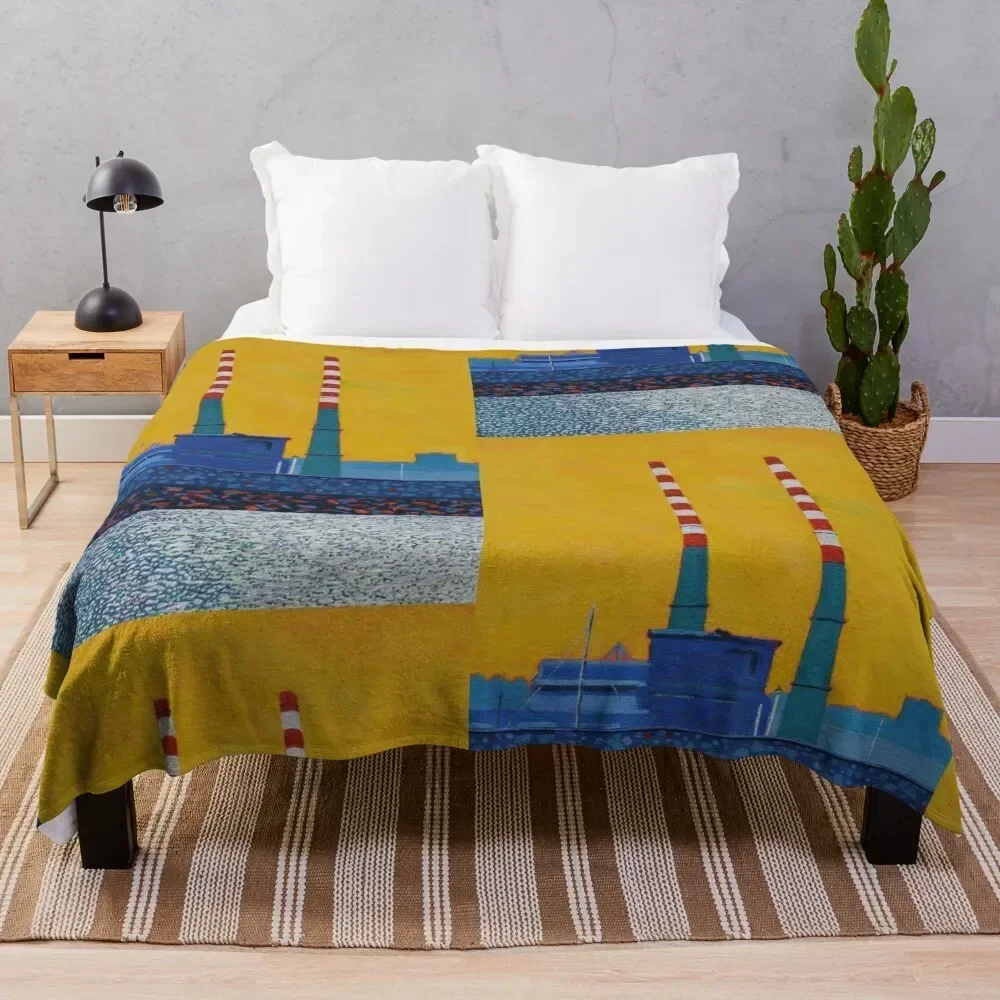 

The Poolbeg Chimneys (Dublin, Ireland) Throw Blanket Cozy Sofa Blanket for TV Watching Napping