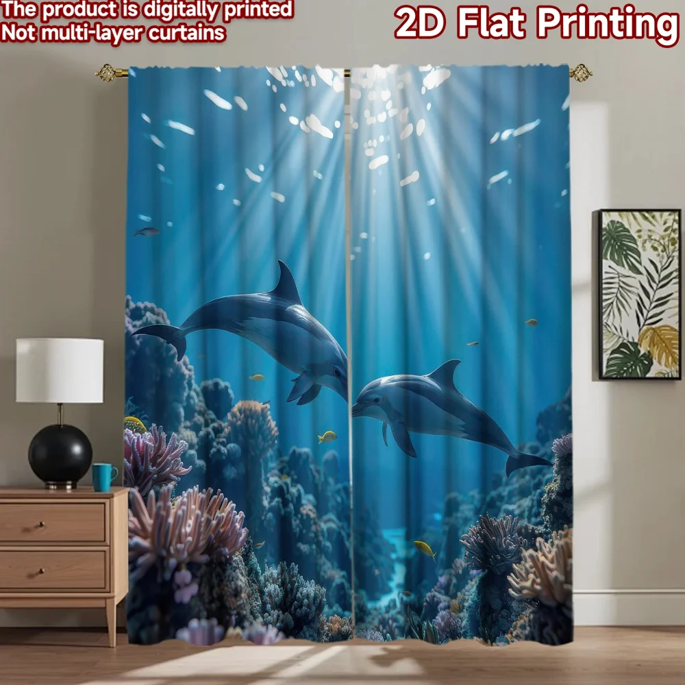 

1pc 2D flat Photography Backdrop Popular Party Backdrop Dolphins and Coral Reefs 100% Polyester Festive Backdrops for Suitable