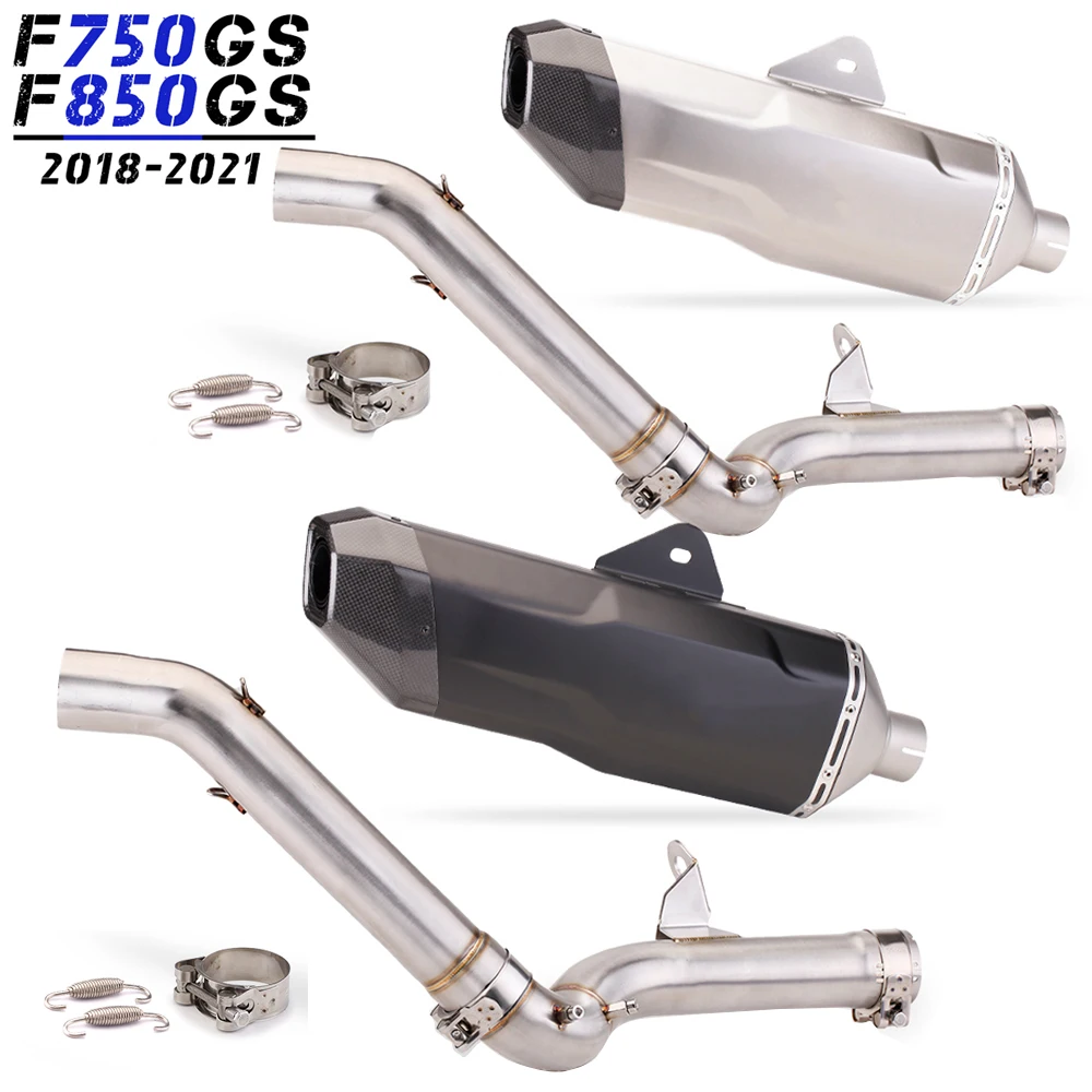 Modified Motorcycle 540mm Slip On For F750GS F850GS 2018 2019 2020 Exhaust Mid Link Pipe Connector Tube Rear Muffler Tip