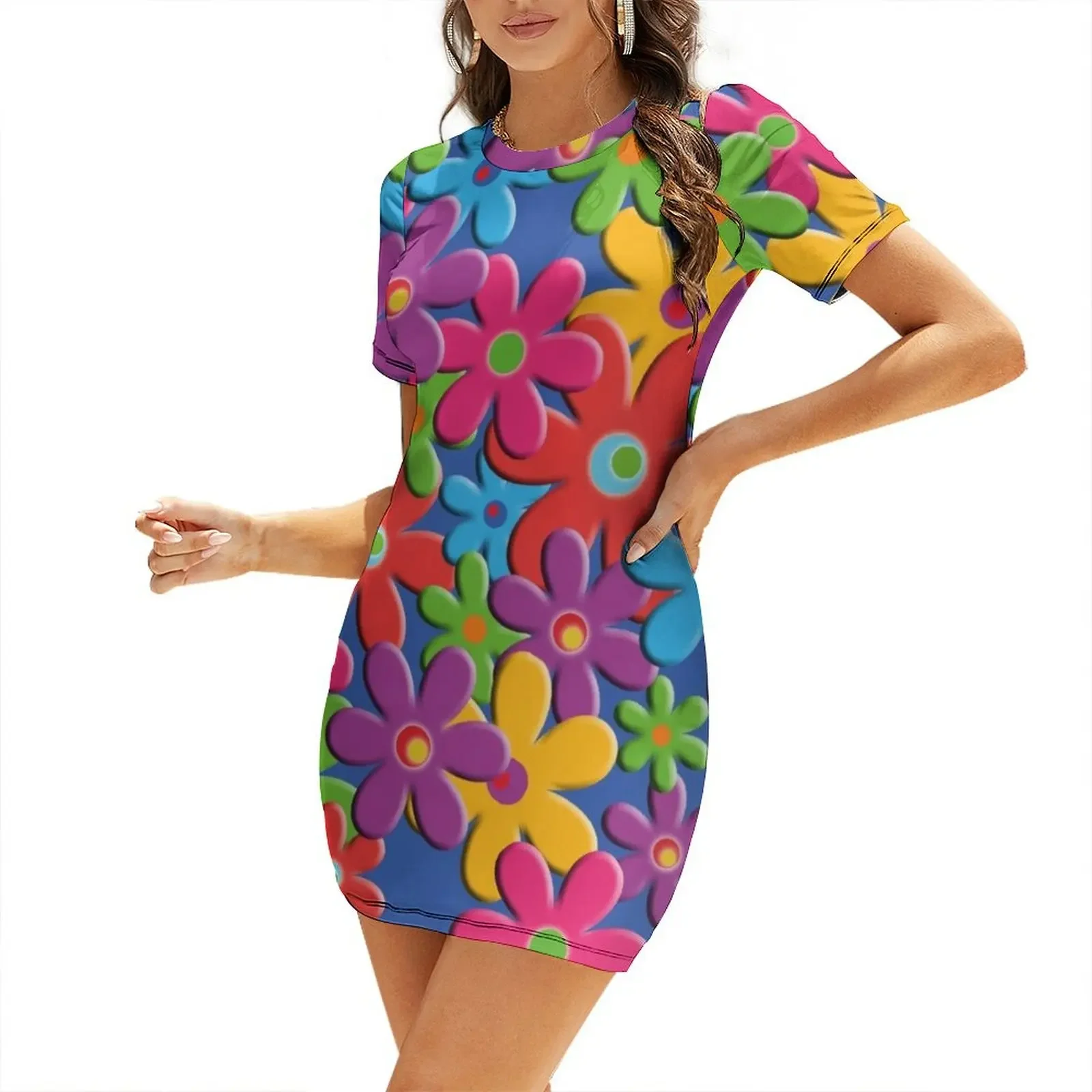 

flower power Short-Sleeved Dress dresses summer summer dresses ladies 2025 dress for woman Dress