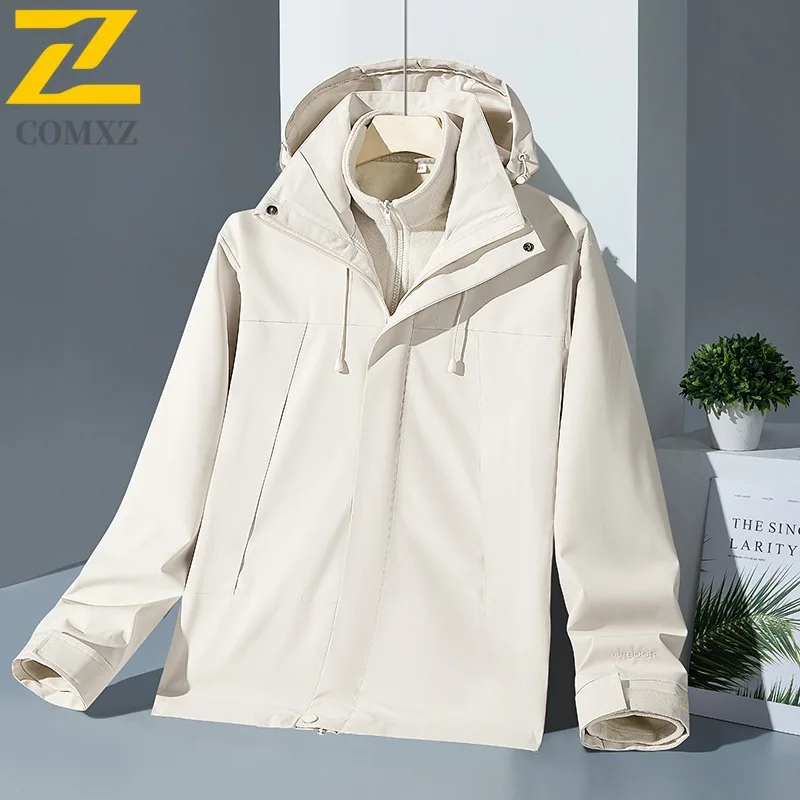 معطف رجالي مقاوم للمطر من COMXZ عالي الجودة مقاوم للرياح ومقاوم للماء للتزلج والسفر والتسلق سترة اسكواش ملابس خارجية مقاومة للتخييم #3