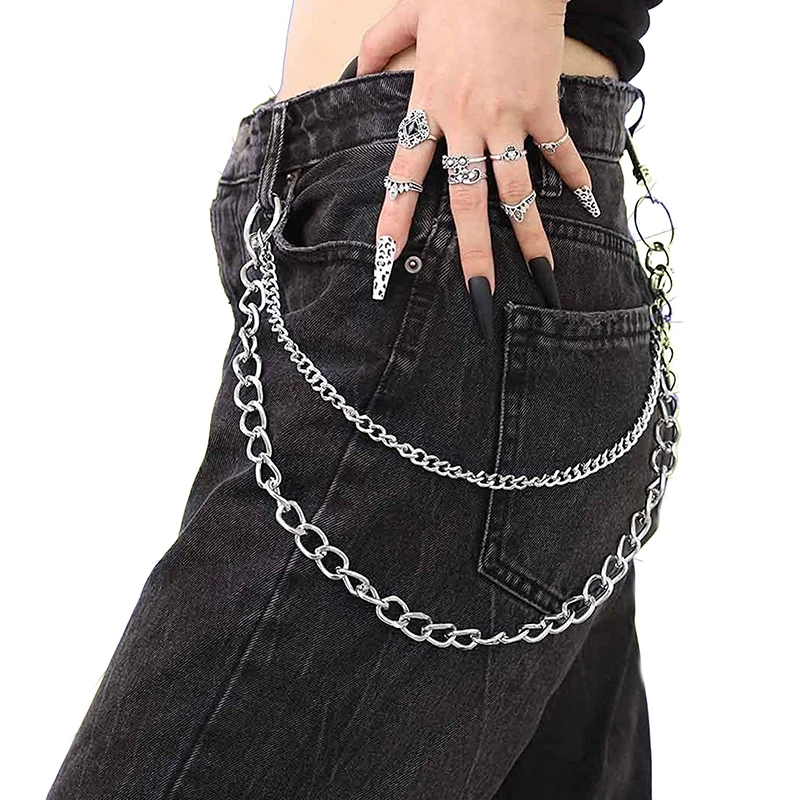 

Punk Steet Metal Layered Chain Keychain For Women Men Waist Key Chain Trouser Jeans Hip-hop Pants Belt Chain Jewelry Accessories