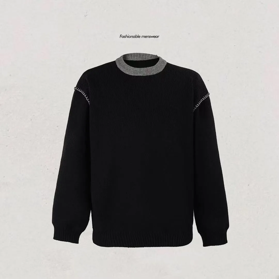 

Winter handmade open thread round neck pullover with a strong atmosphere, men's and women's sweaters, knitted sweaters