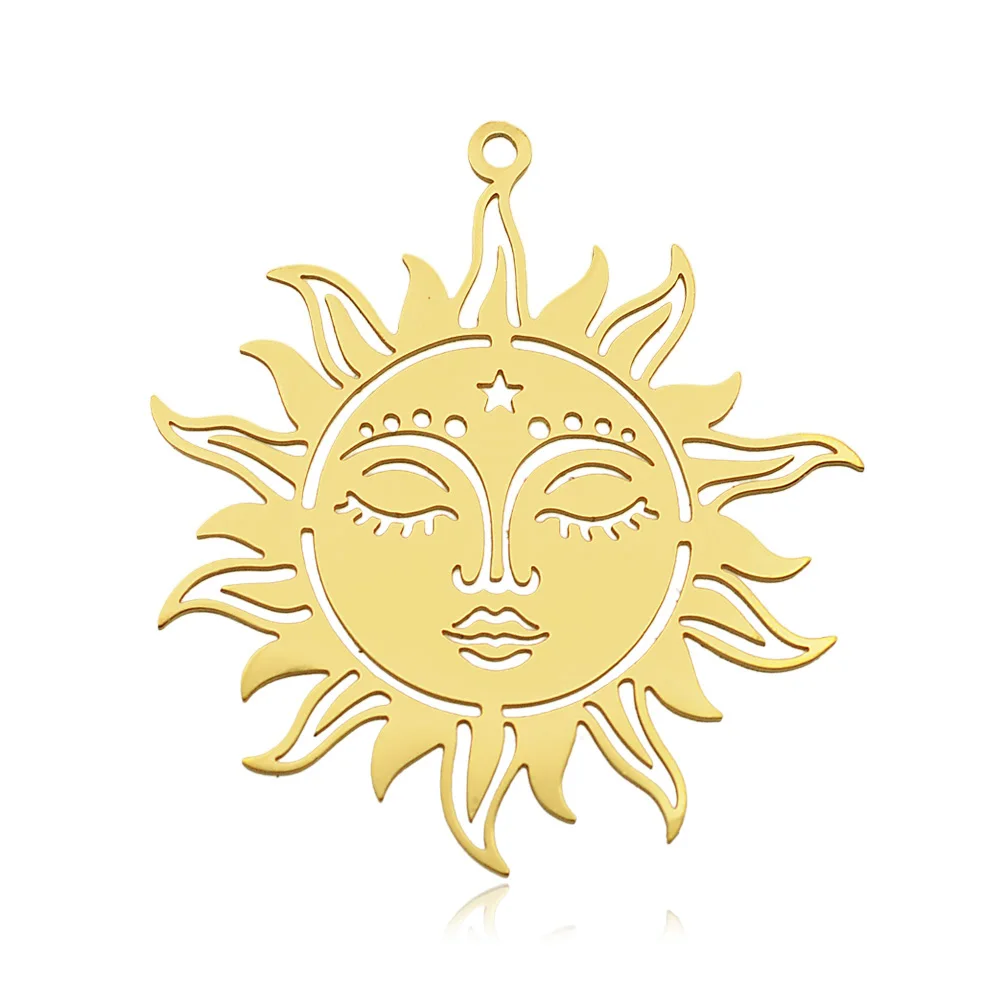 5pcs/Lot 316 Stainless Steel Om Yoga Buddha DIY Earring Pendant Wholesale Sun Jewelry Charm Moon Mushroom OEM Flower Crystal