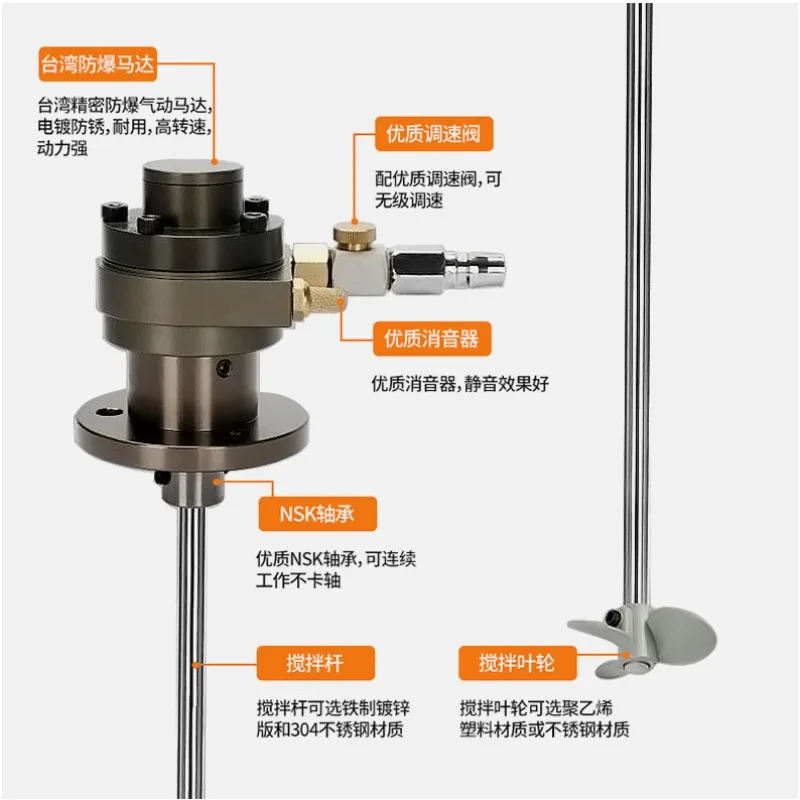 1 Gallon 1/16 Air Motor Mini Air Powered Pneumatic Motor 5 Liter Agitator Fan Type agitator paint liquid mixer stirring machine