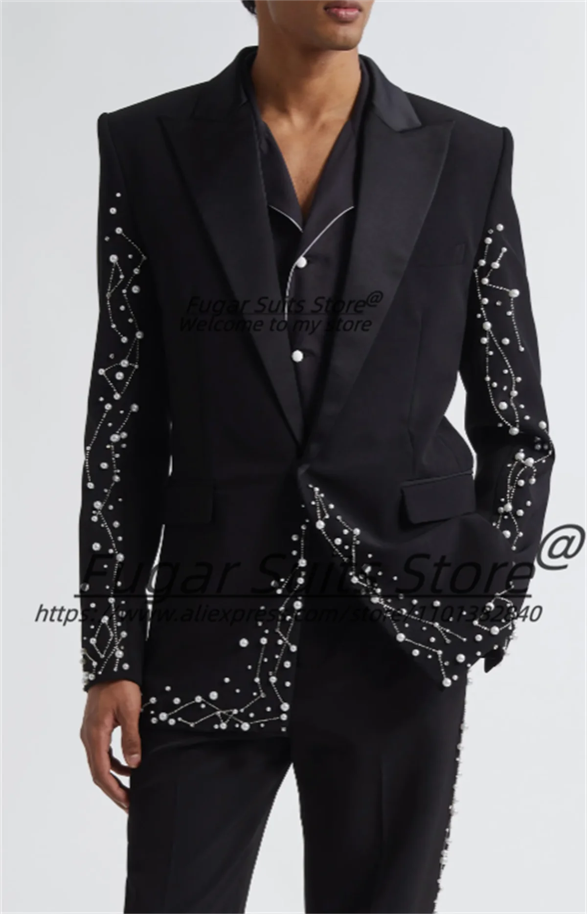 

Индивидуальные блестящие хрустальные ужинные банкетные вечерние мужские костюмы Slim Fit с пиковыми лацканами, свадебные смокинги для жениха, комплекты из 2 предметов, костюм Homme
