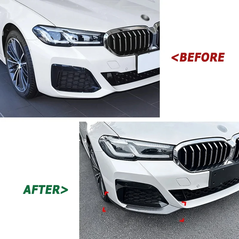 Car Front Bumper Wrap Corner for BMW 5 Series G30 G31 LCI M Sport 2021-2023 Diffuser Splitters Exterior Tuning Car Accessories