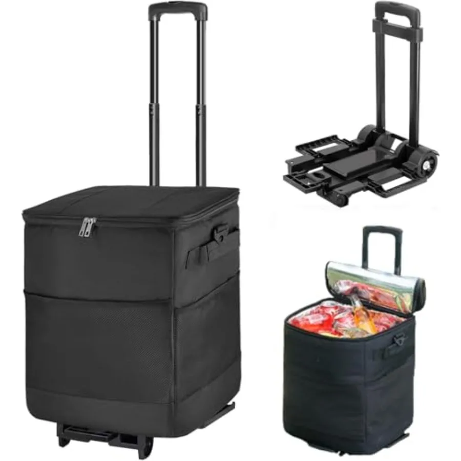 

Collapsible Large Rolling Cooler 60-Can3-in-1 Insulated Soft Cooler Bag Adjustable WheelsandHandle Rolling Cooler Cart for Beac