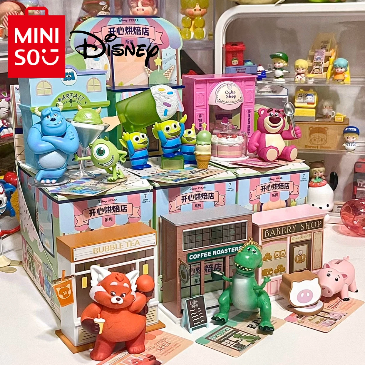 Echte Miniso Pixar Happy Dessert Street Series Blind Box Figur Anime niedlichen Modell Ornament mysteriöse Überraschung Geschenk