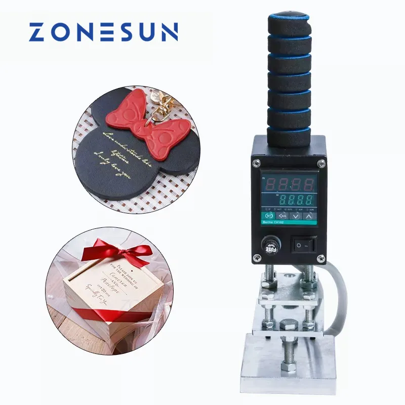 ZONESUN Handheld Hot Foil Stamping Heat Press Machine,Leather,Wood Paper,Embossing Tool, Custom Logo Stamp, Branding Iron