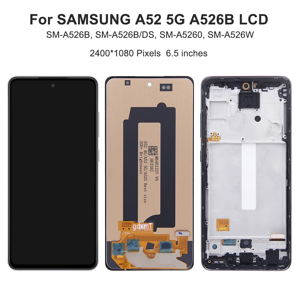 6.5\'\'A52 5G For Samsung Tested A526B A5260 A526W A526U A526U1 LCD Display Touch Screen Digitizer Assembly Replacement