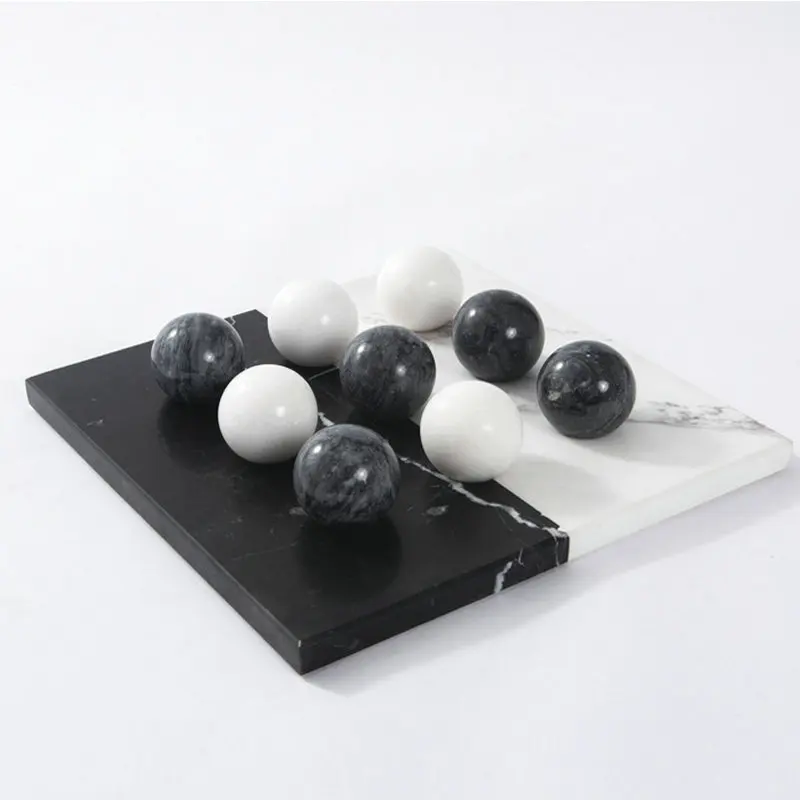 Marble round ball square chessboard, modern minimalist study ornament, European light luxury creative decoration ornament