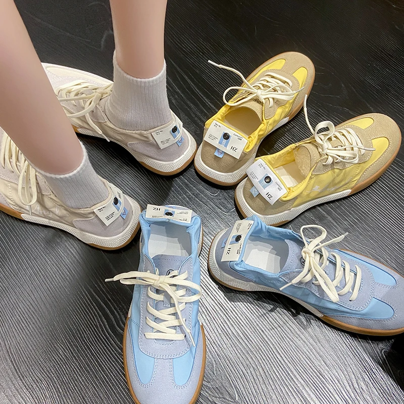 New Women Canvas Shoes Low Top Lace Up Female Sneaker Girls Students Footwear Candy Colors Summer Spring Autumn