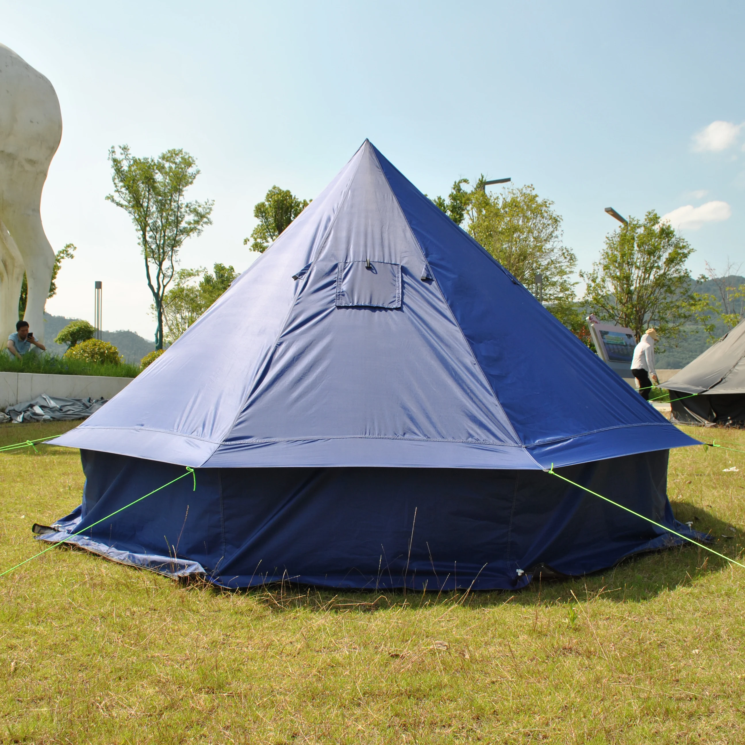 خيمة جرس مع مقبس موقد، يورت واسع للتخييم العائلي، خيمة 4 فصول مع أرضية قابلة للإزالة بسحاب