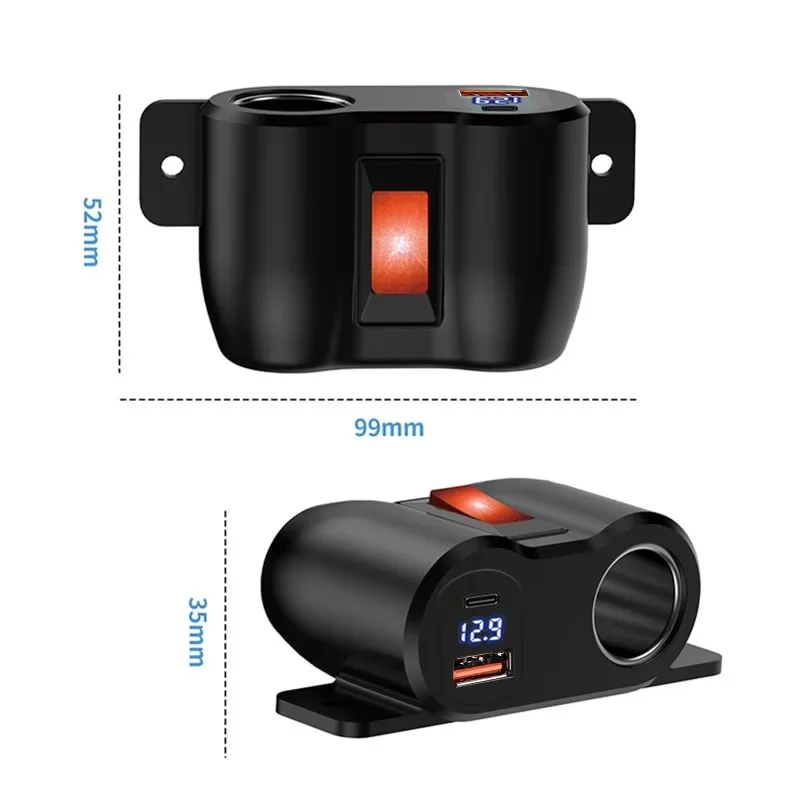 مقبس شاحن سيارة مزدوج الوظيفة، مخرج طاقة 15 أمبير لثلاجة السيارة ومضخة هواء مع شحن سريع USB مزدوج، لجميع المركبات 12 فولت/24 فولت #3
