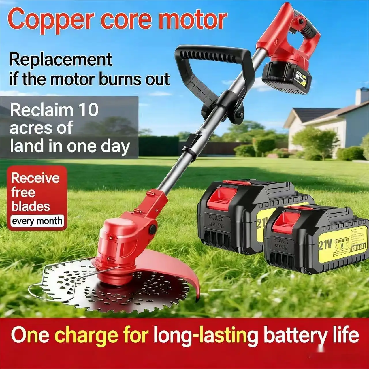 Portable outdoor garden logging lawn mower, rechargeable courtyard weeding machine, shipped from local warehouse and delivered within 2-5 days!
