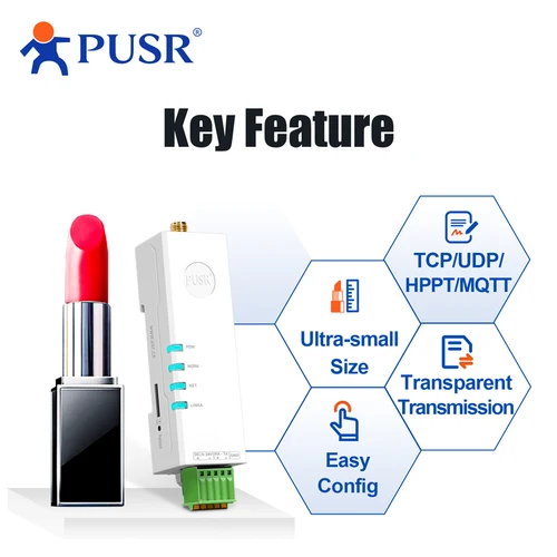 Imagen 2 del producto Módem PUSR serie a Industrial inalámbrico 4G LTE RS485 a servidor 4G tarjeta SIM Modbus Gateway TCP/UDP/HTTP/MQTT/SSL USR-DR154-E
