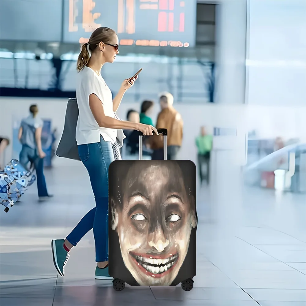 1pc of luggage cover with a spooky, scary face print. Fits 18–32-inch suitcases; perfect for Halloween-themed luggage