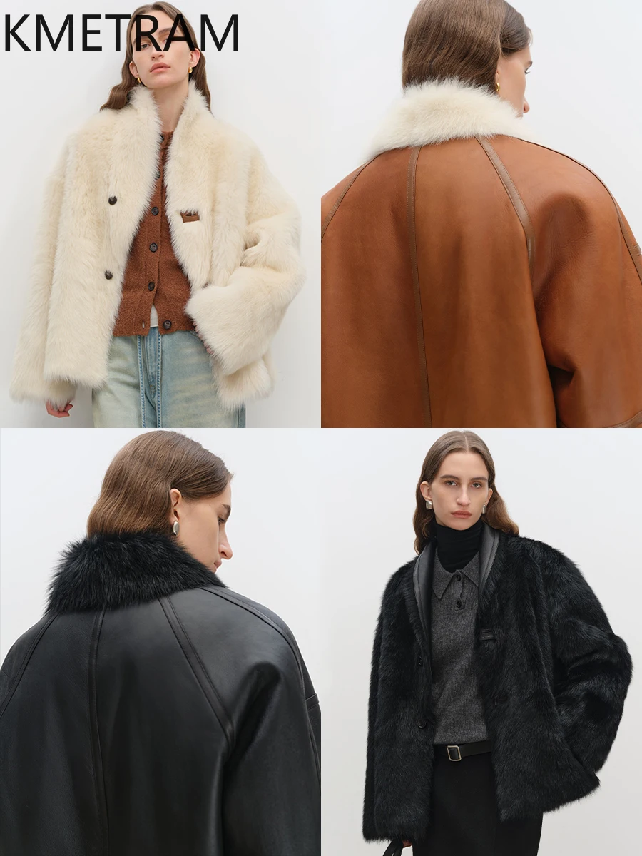 Natural Tuscany Wool Sheepskin Double Faced Fur Jacket Woman Luxury Reversible Real Fur Coat Winter Clothes Furry Jackets 2025