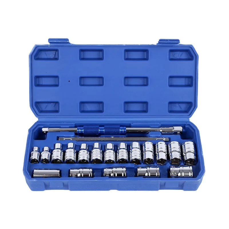 

T-shaped interchangeable head wrench socket combination set, 18 pieces, joint ratchet, bi-directional maintenance special