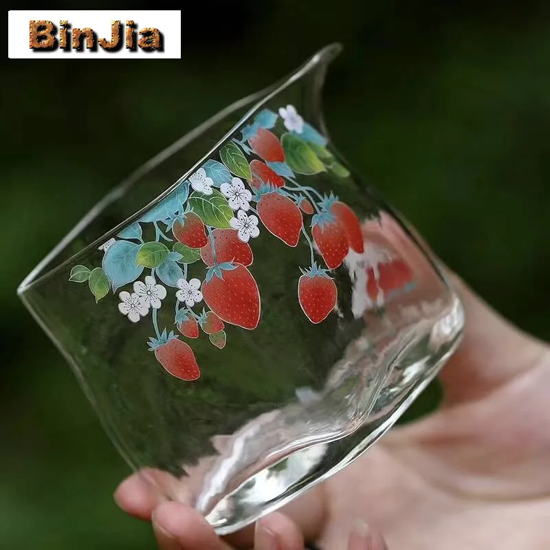 190Ml Handmade Strawberry Pattern Glass Tea Pitcher Creative Heat-Resistant Sharing Pot Cha Hai Justice Cup For Supplies - view 2