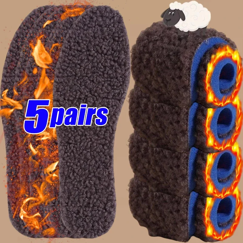 1/5 paia di solette per scarpe invernali ispessite isolate in pelliccia di agnello per bambini antigelo soffici e senza odori confortevoli con imbottitura in spugna