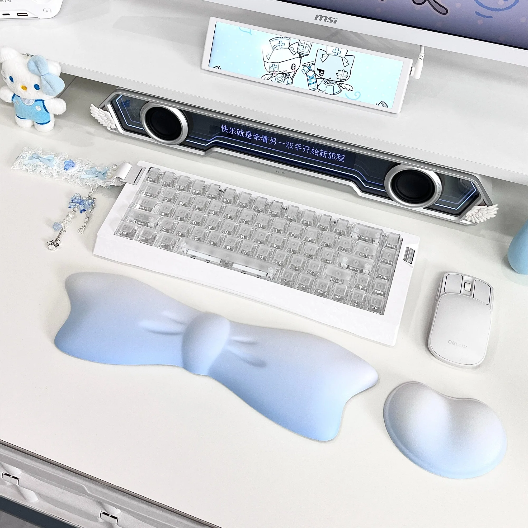 Cute Bow Tie Keyboard Wrist Pad Non-Slip Rubber-Bottomed Memory Foam Ergonomic Mouse Wrist Rest Office Gaming Keyboard Hand Rest