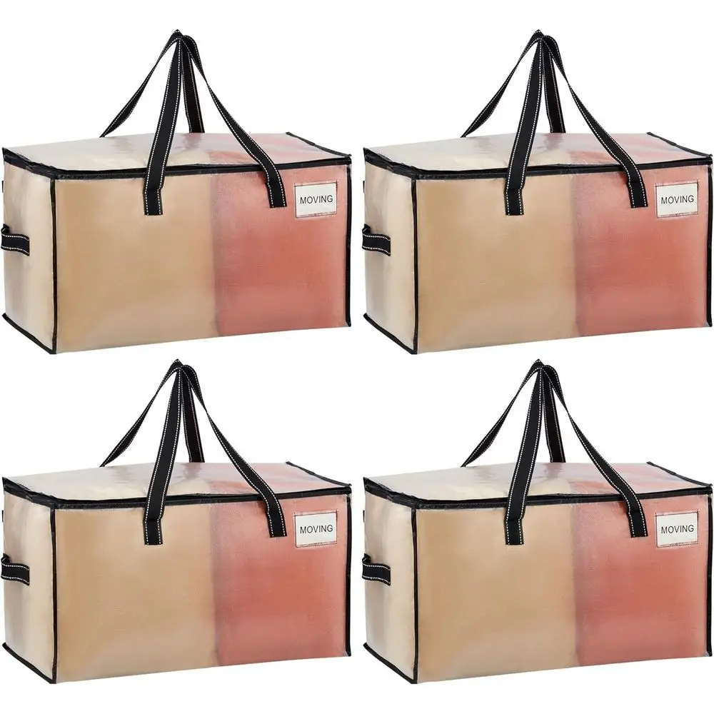 

4-Pack Heavy-Duty Foldable Storage Totes with Window for Moving and Dorm Packing (Clear)