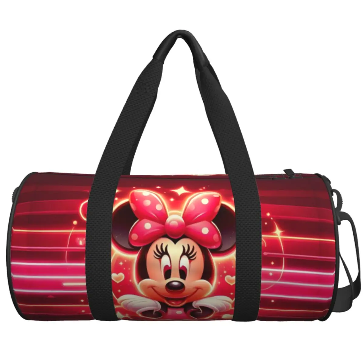 

Male Female Travel Bag Minnie Mouse Print Gym Bag Large Capacity Oxford Design Handbag Retro Fashion Sports Bag