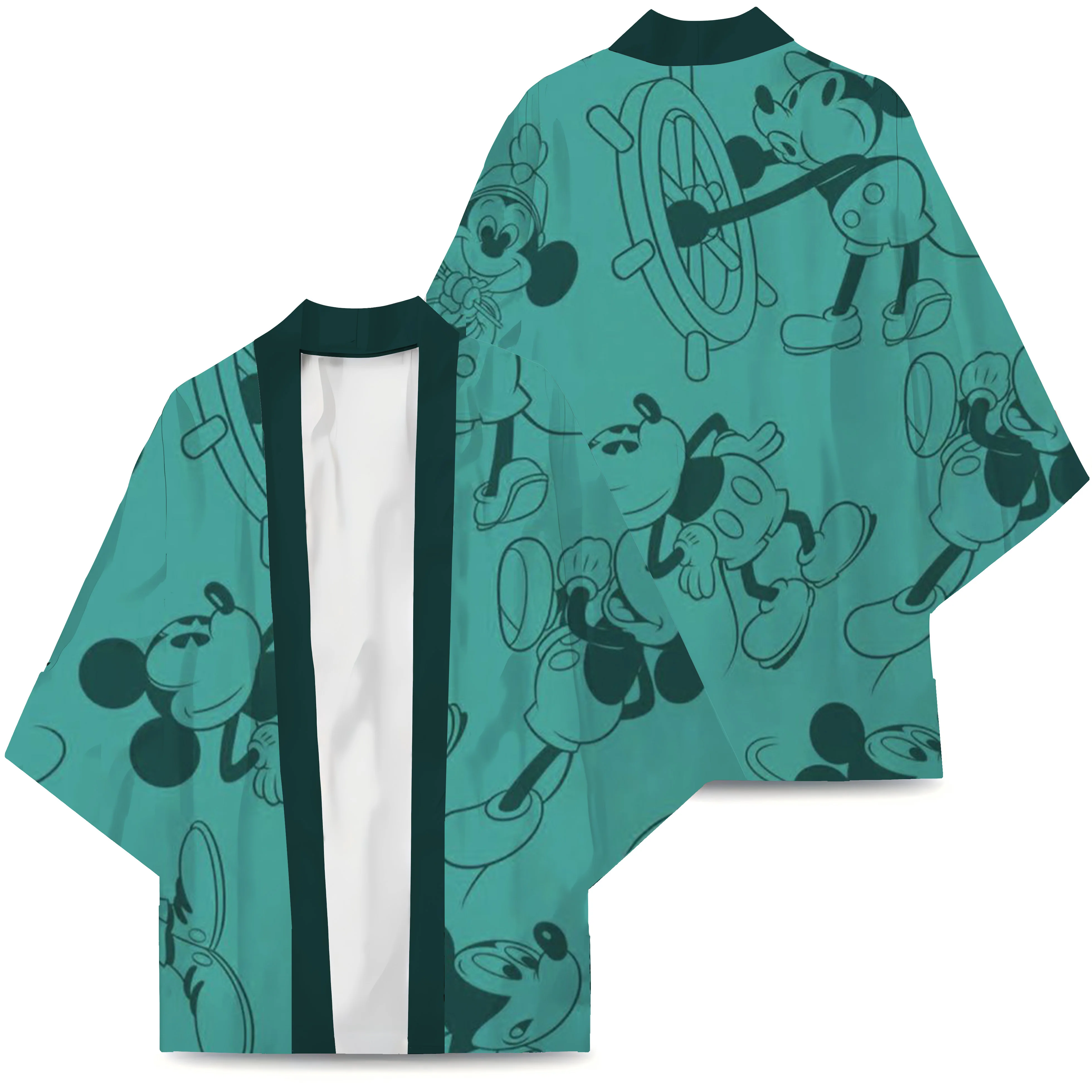 Kimono Mickey ubrania męskie Disney koszula oversize Kimono T-shirt piżamy Anime japonia topy Cosplay z nadrukiem Minnie Mouse koszule