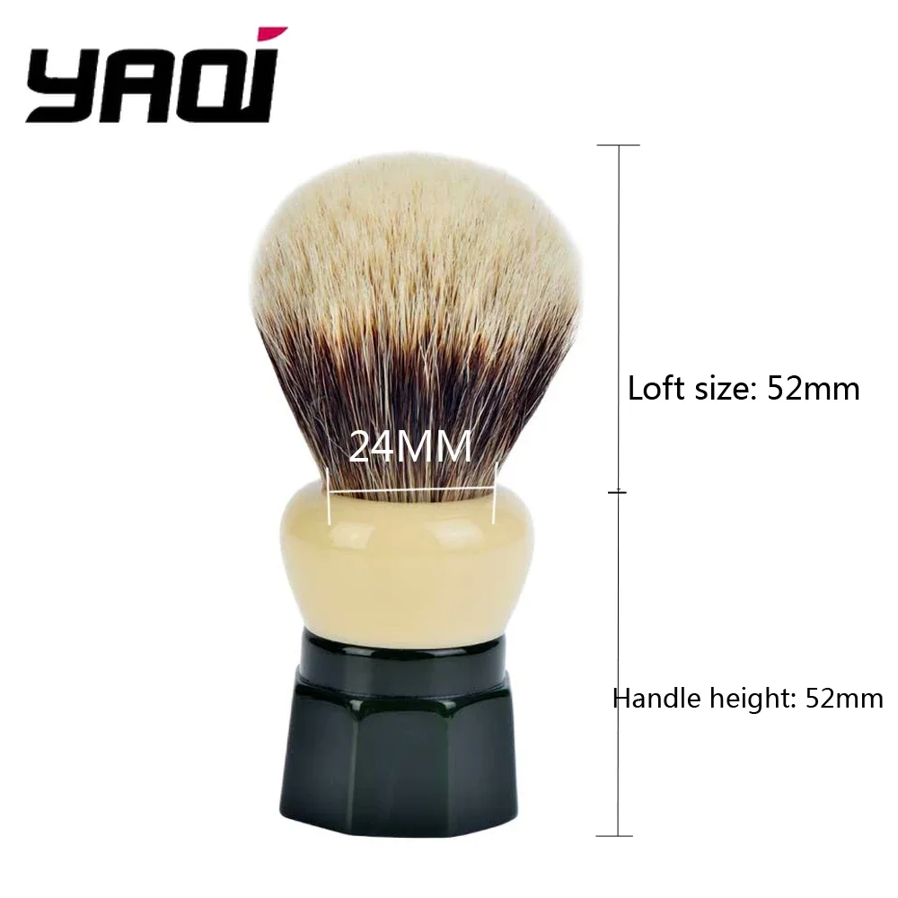 YAQI 24mm Green Obsidian Two-Band Badger Hair Wet Shaving Brush - Premium Men's Grooming Tool for Smooth Shaving Experience