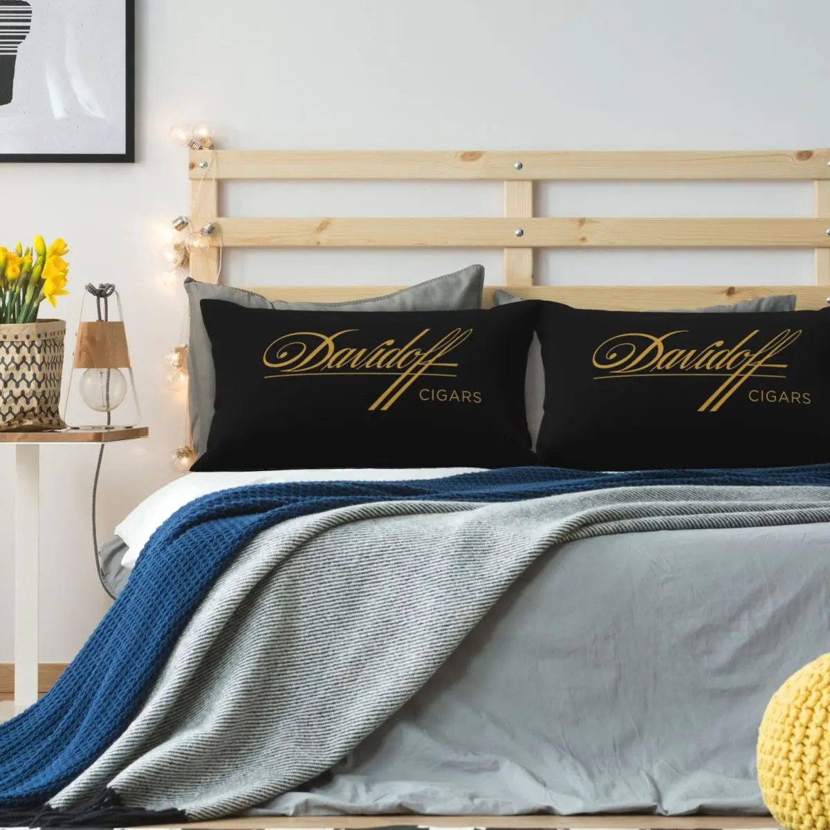 Funda de almohada rectangular de lino Davidoff Cigar, funda de cojín decorativa de poliéster para dormitorio, hogar, cómoda almohada decorativa