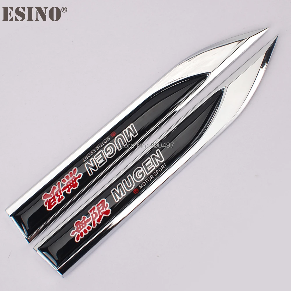 2 x Car Styling 3D Body Fender Side Metal Chrome Zinc Alloy Knife Side Emblems Badges Car Accessories For Mugen Power