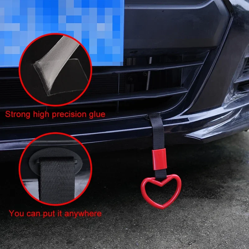 Car JDM color handle handle strap universal ribbon car front and rear bumpers trailer towing strap warning ring