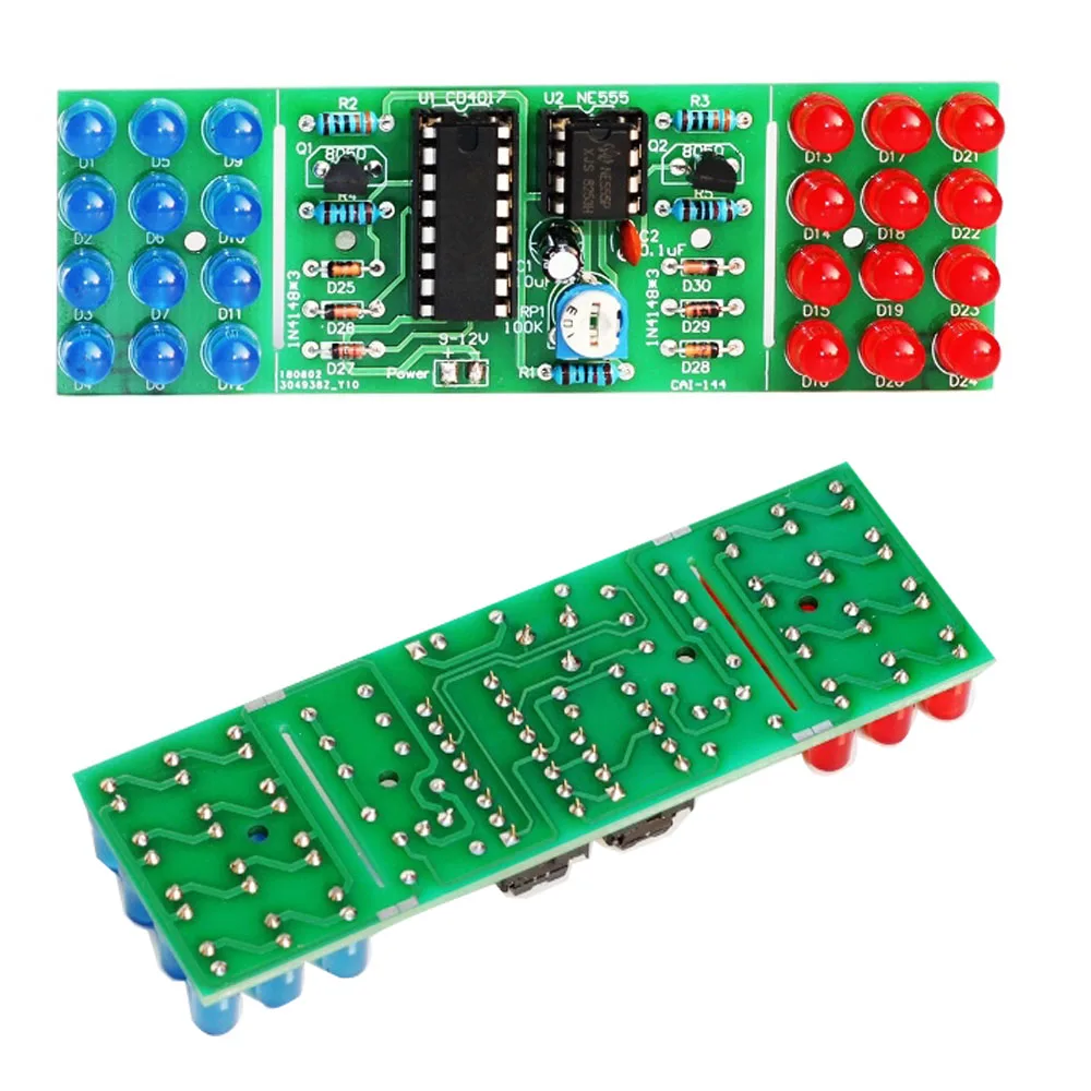 Kit electrónico de luz LED intermitente, kit de luz estroboscópica de dos colores para soldar, + CD4017 NE555, DIY