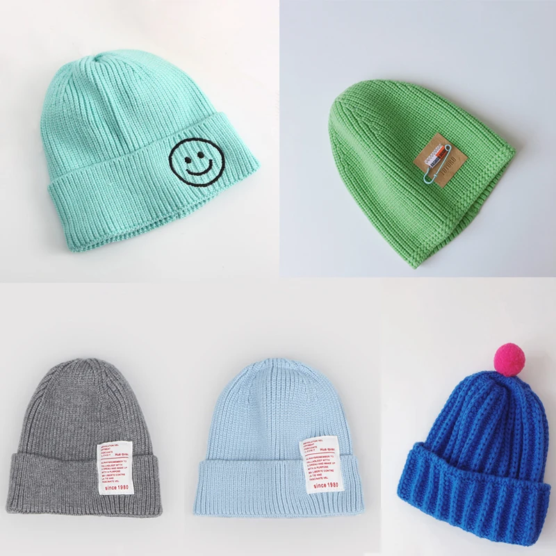 

Clearance Autumn Winter Baby Knitted Hats Kids Girls Boys Autumn Winter Warm Beanies Caps