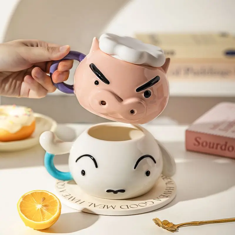 Crayon Shin-Chan Buriburizaemon Nohara Shiro Mug with Lid Water Cup Birthday Gift for Women Ceramic Mug Coffee Mug - Image 3
