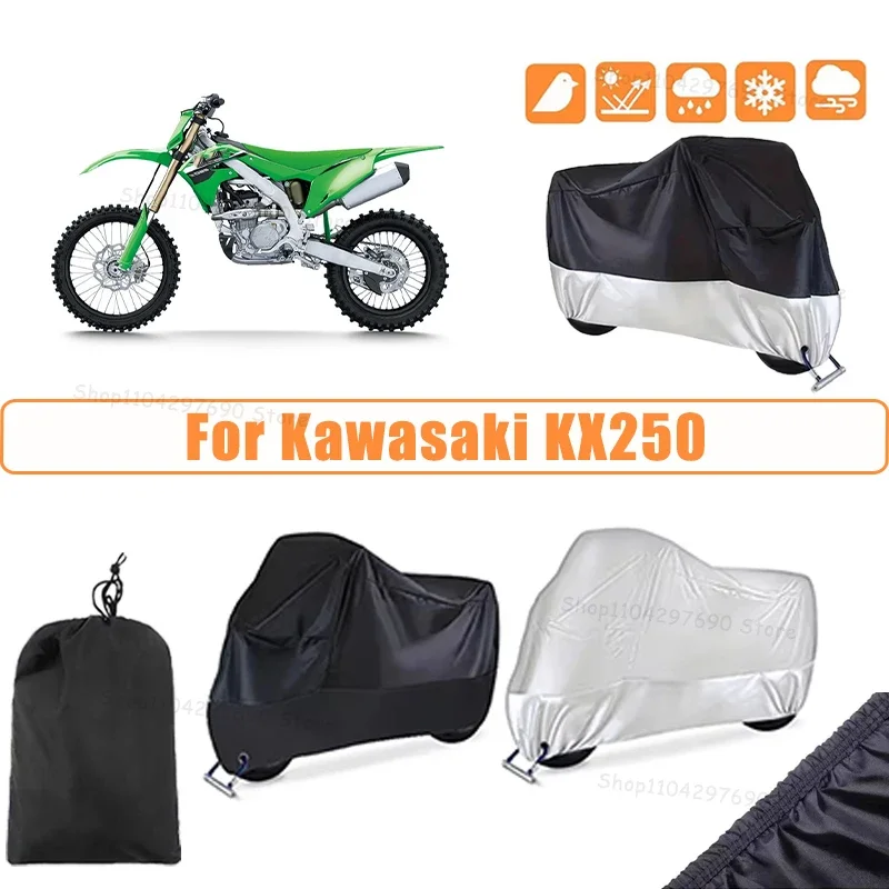 210D Oxford Motorcycle Cover Waterproof All Season UV Protection For Kawasaki KX250 Anti-Tear Windproof Motorbike Cover
