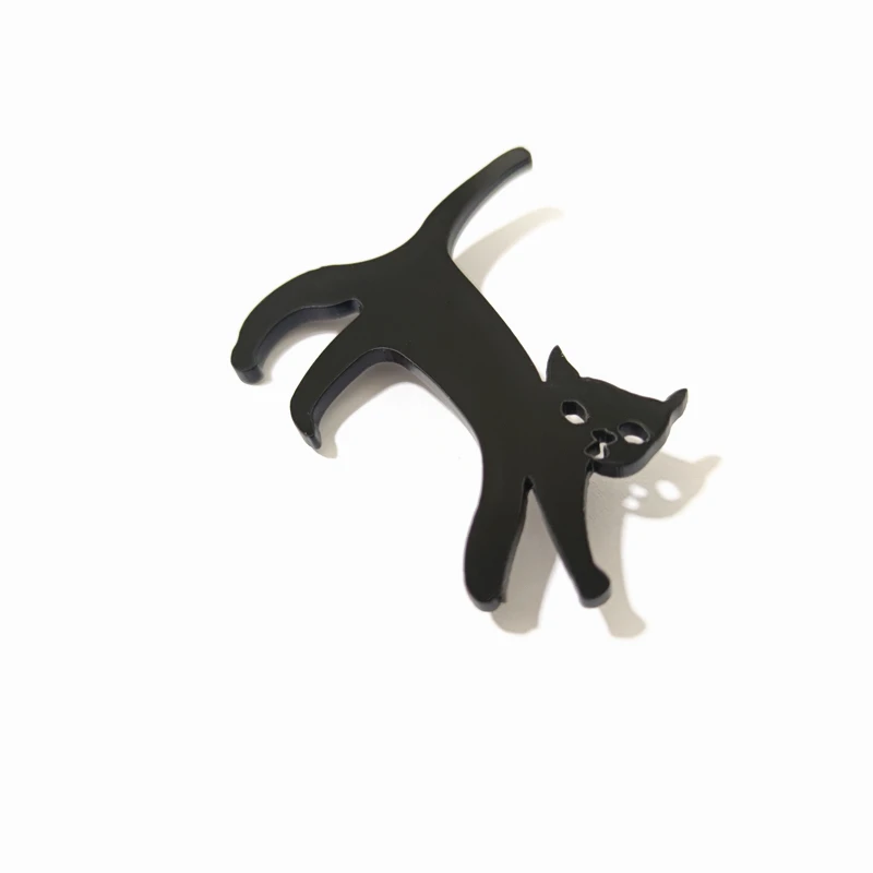 KUGUYS Fashion Acrylic Jewelry Black Cat Brooches for Womens