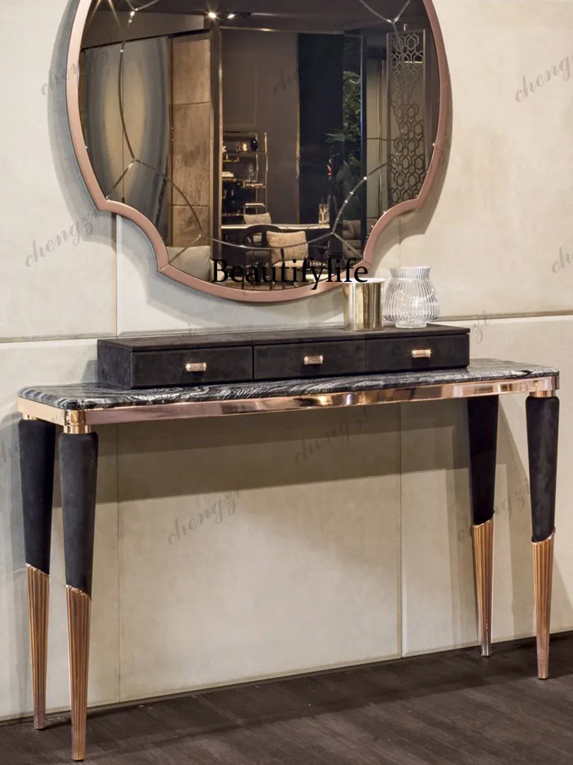 Light luxury, marble case in the foyer, Italian simple corridor, decorative entrance cabinet