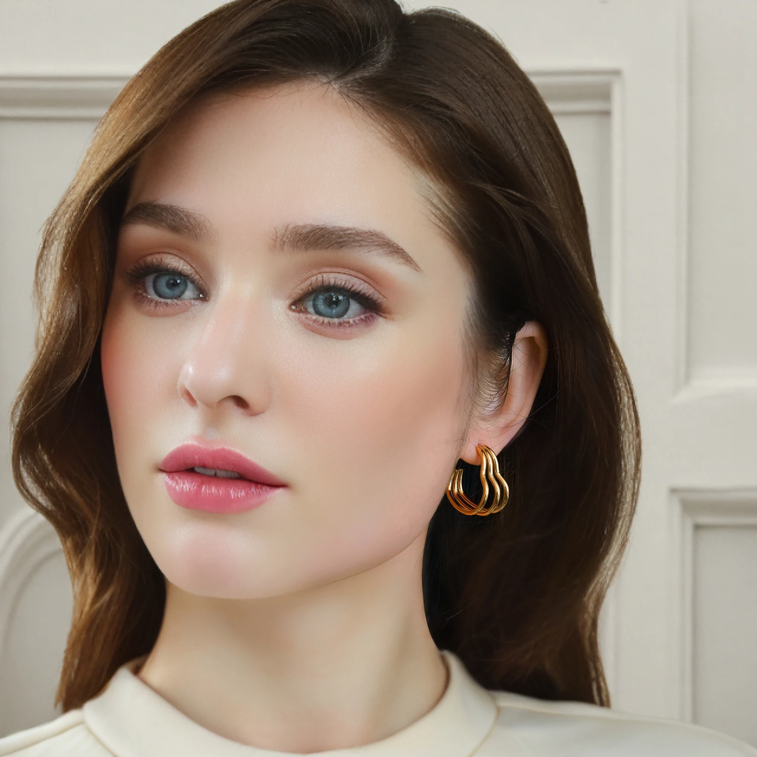 أقراط على شكل قلب للنساء - ستانلس ستيل مطلي بالذهب عيار 18 قيراط مضاد للحساسية - أقراط كلاسيكية بسيطة باللون الذهبي هدية