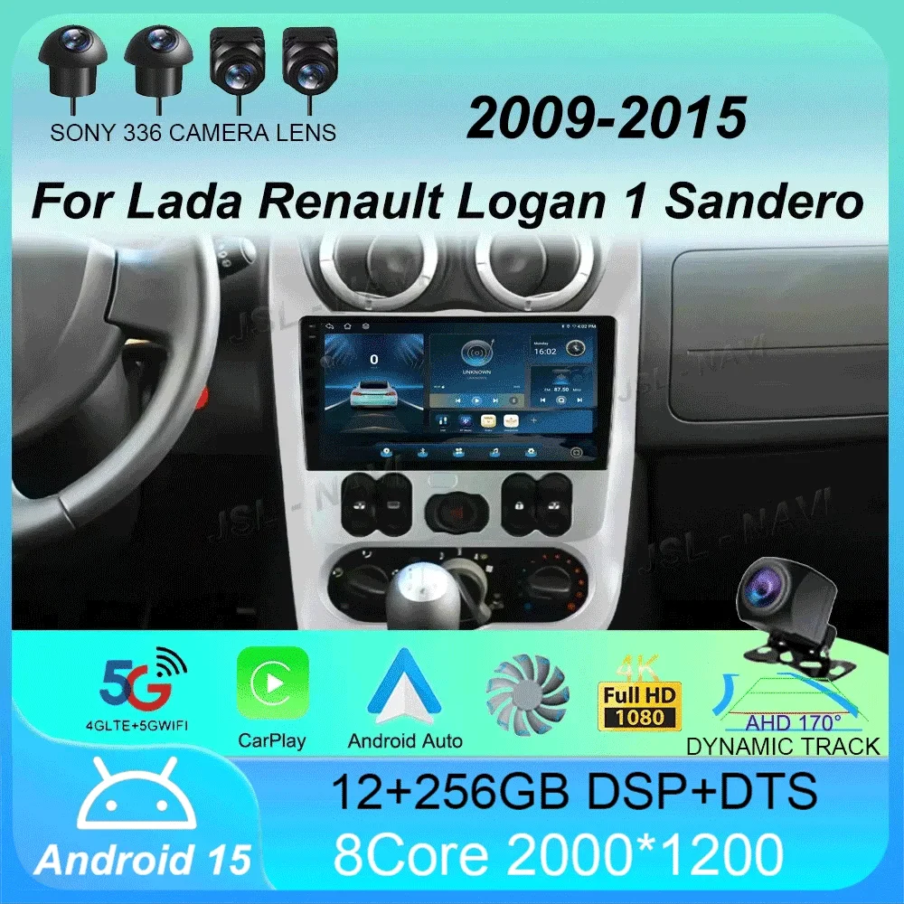 

Car Radio Android 15 2Din Multimedia for Lada Renault Logan 1 Sandero 2009-2015 Dacia Duster Carplay Navigation Head Unit Stereo
