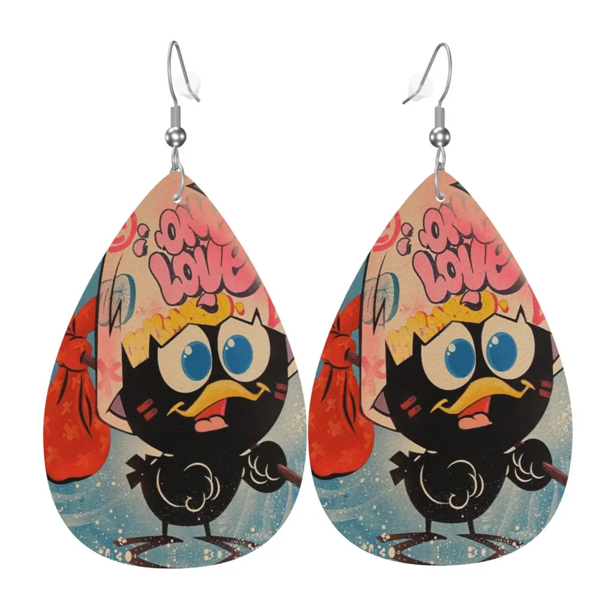 

Custom Calimeros Leather Teardrop Earrings for Women Leather Earrings Fashion Chicken Lightweight for Parties Holidays