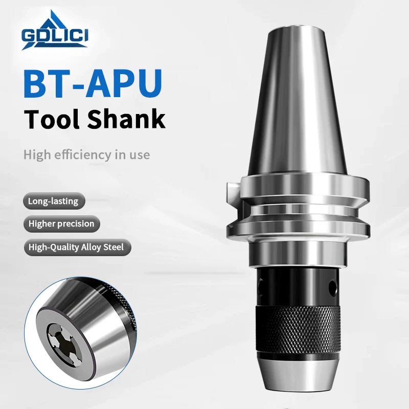 High-Precision Integrated Drill Chuck, BT50/BT40/BT30 Self-Tightening CNC Tool Shanks (APU08/13/16)