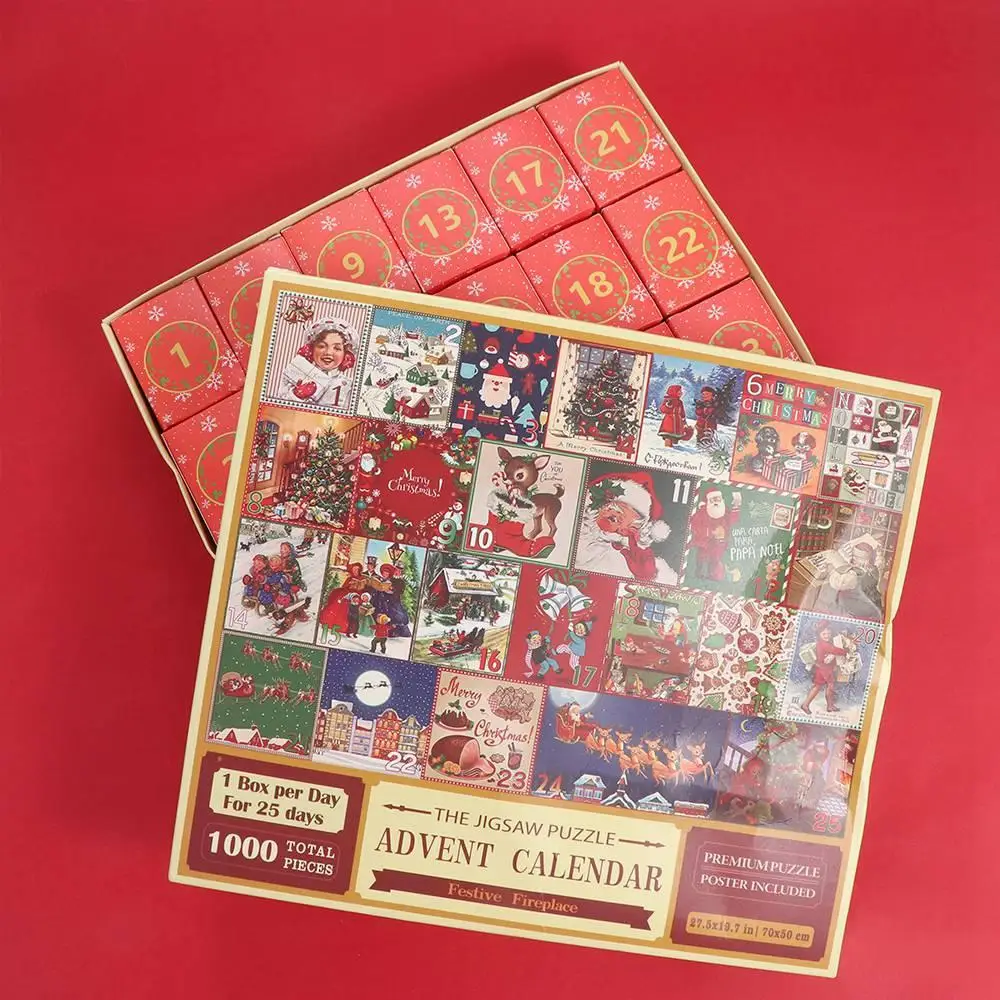 

1000 Pieces Puzzle Christmas Advent Calendar Puzzle 24 Boxes Cartoon 24 Days Countdown Calendars Christmas Gifts Calendar Box