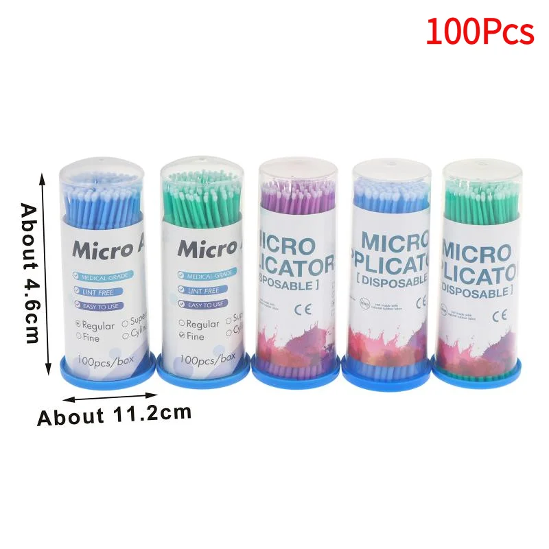 100Pcs 100Pcs Disposable Micro Brush Applicator Latex Free Fine Soft Tips For Dental Clinic Lash Extension Makeup Use.