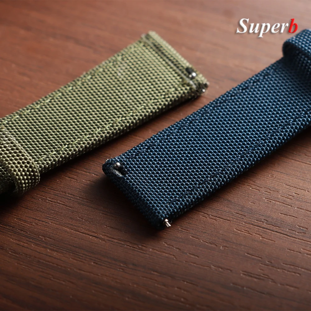 20 مللي متر 22 مللي متر مقاوم للماء Sailcloth حزام ساعة اليد قسط الوجهين النايلون حزام الساعات الإفراج السريع الفرقة الرياضة حزام للرجال