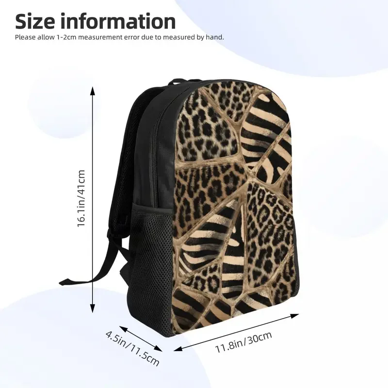 Custom Leopard And Zebra Ethnic Tribal Backpacks Leather Texture College School Travel Bags Bookbag Fits 15 Inch Laptop