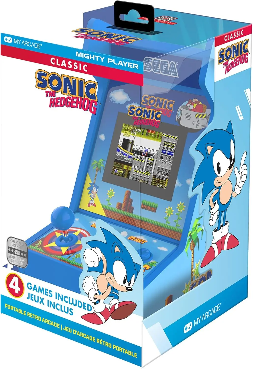 Retro Arcade Player with 4 Classic Games, Sonic Themed Countertop Video Game
